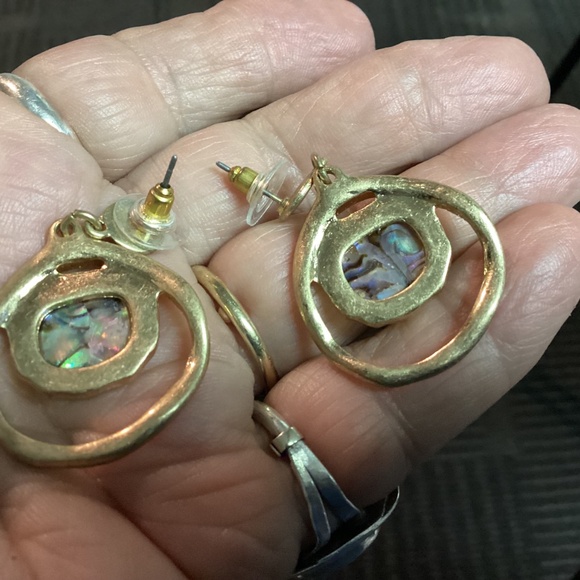 Drop dangle earrings untested sterling ??? ABALONE CENTERS. FUNKY DESIGN 💕 - Picture 6 of 7